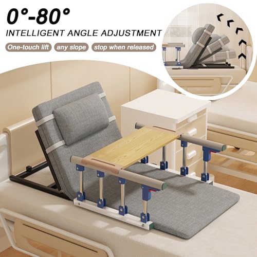 Respaldo ajustable para cama, reposabrazos plegable, ajuste de ángulo de 2 a 80°, soporte de acero al carbono, capacidad de carga de 330 libras para ancianos y discapacitados