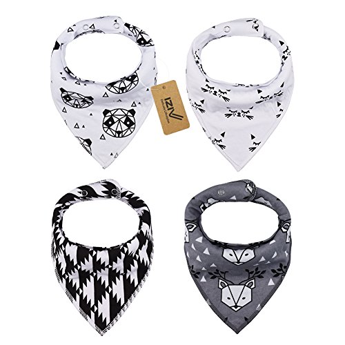 iZiv Lot de 4 Bavoirs Bébé Bandana Bavoir avec Boucle Réglable, Absorbent Coton Doublure 0-2 ans (Couleur-6)
