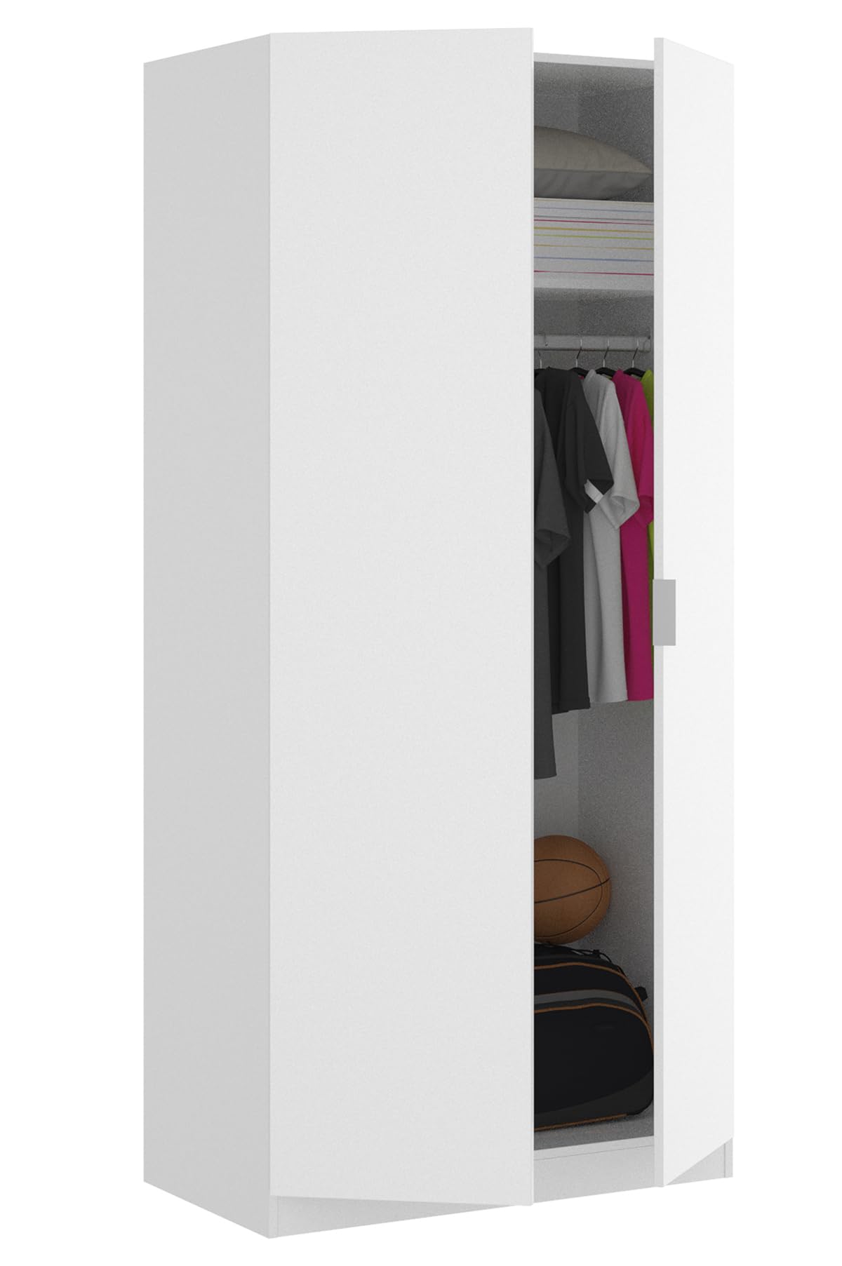 PEGANE Ensemble Chambre Enfant avec Couchage 90 x 190 cm Coloris Imitation lamelles, Blanc