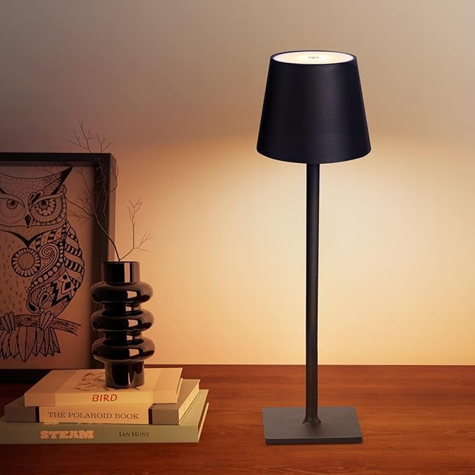 Metal Cordless Table Lamp Portable Rechargeable LED Desk Lamp, Battery Operated,Night Light 3 Color Stepless Dimming Up, Heavy Durable Table Top Lamp for Students, Home, Office Indoor & Outdoor-image-19