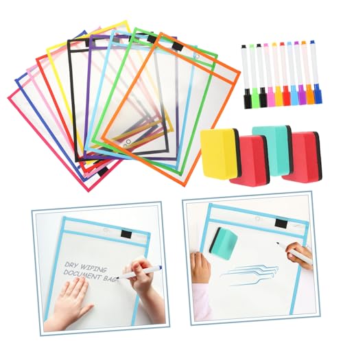 Pochette effaçable à sec Alipis transparente réutilisable classement documents A4 - 4