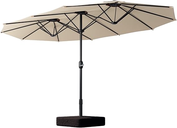 Photo 1 of  Beanss Outdoor Patio Umbrella, Table Umbrella with Push Button Tilt and Crank, 8 Ribs Market Umbrella 