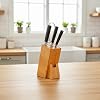 Bambu Ahşap Bıçak Standı – 220 mm Eğik Tasarım, Kaymaz Tabanlı, Çoklu Bıçak Yuvalı, Modern ve Doğal Mutfak Düzenleyici