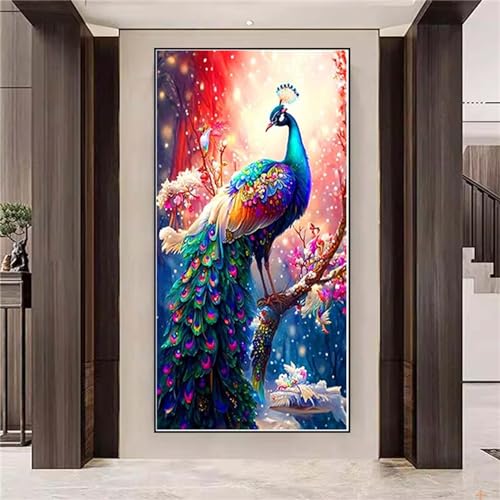 Diamond painting paon bleu pour sublimer votre grand salon