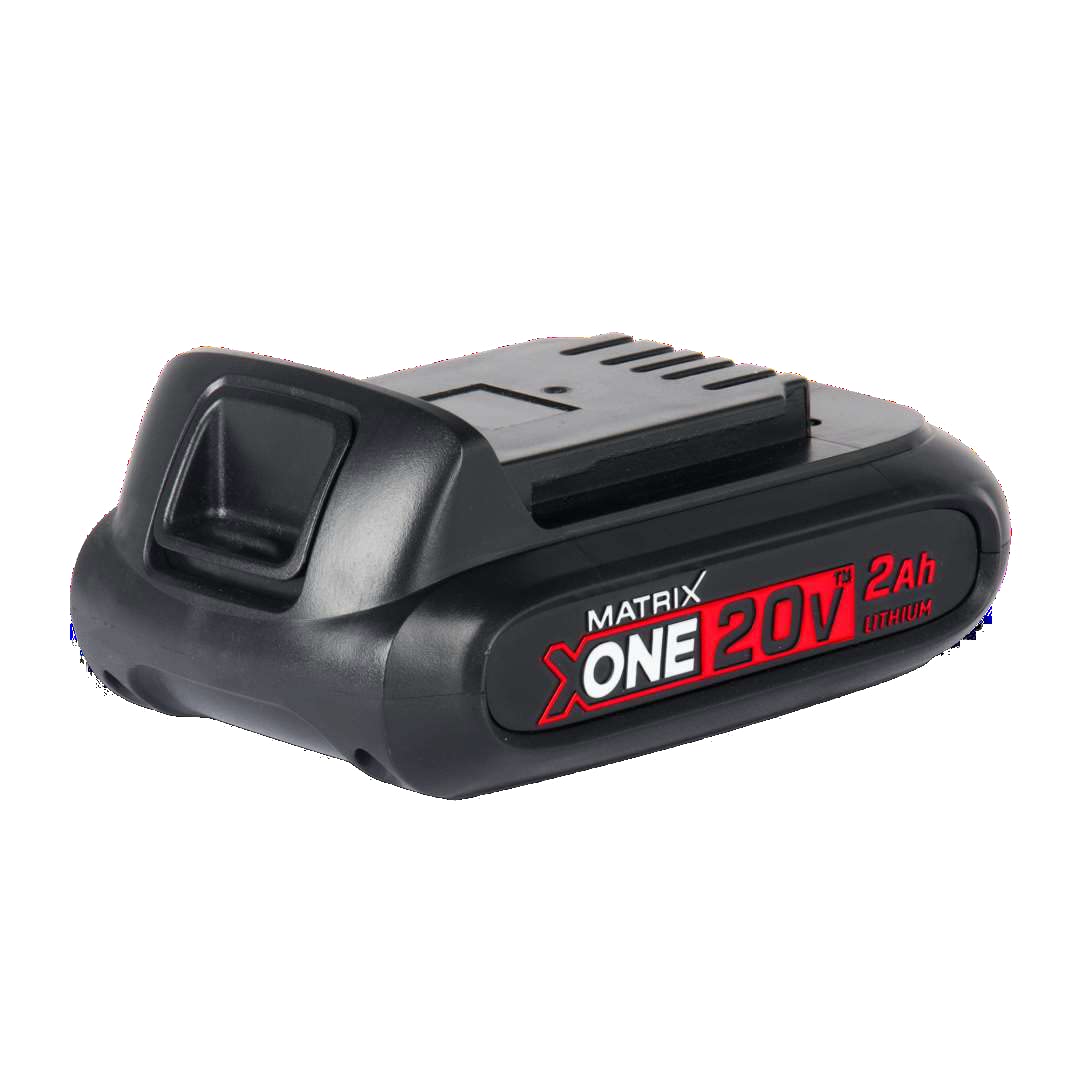 MATRIX Akku-Set 20V, Ersatzakku 2Ah und USB-Adapter, verwandelt Akku in Powerbank, kompatibel mit X-ONE und Kawasaki Power 20, 2 USB-Anschlüsse