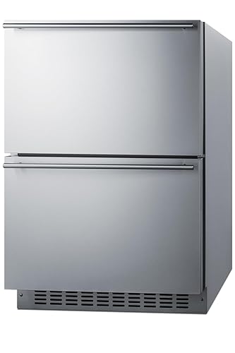 Summit SPRF34D7 Commercially Approved 24" 2-Drawer Refrigerator-Freezer, Stainless Steel, Digital