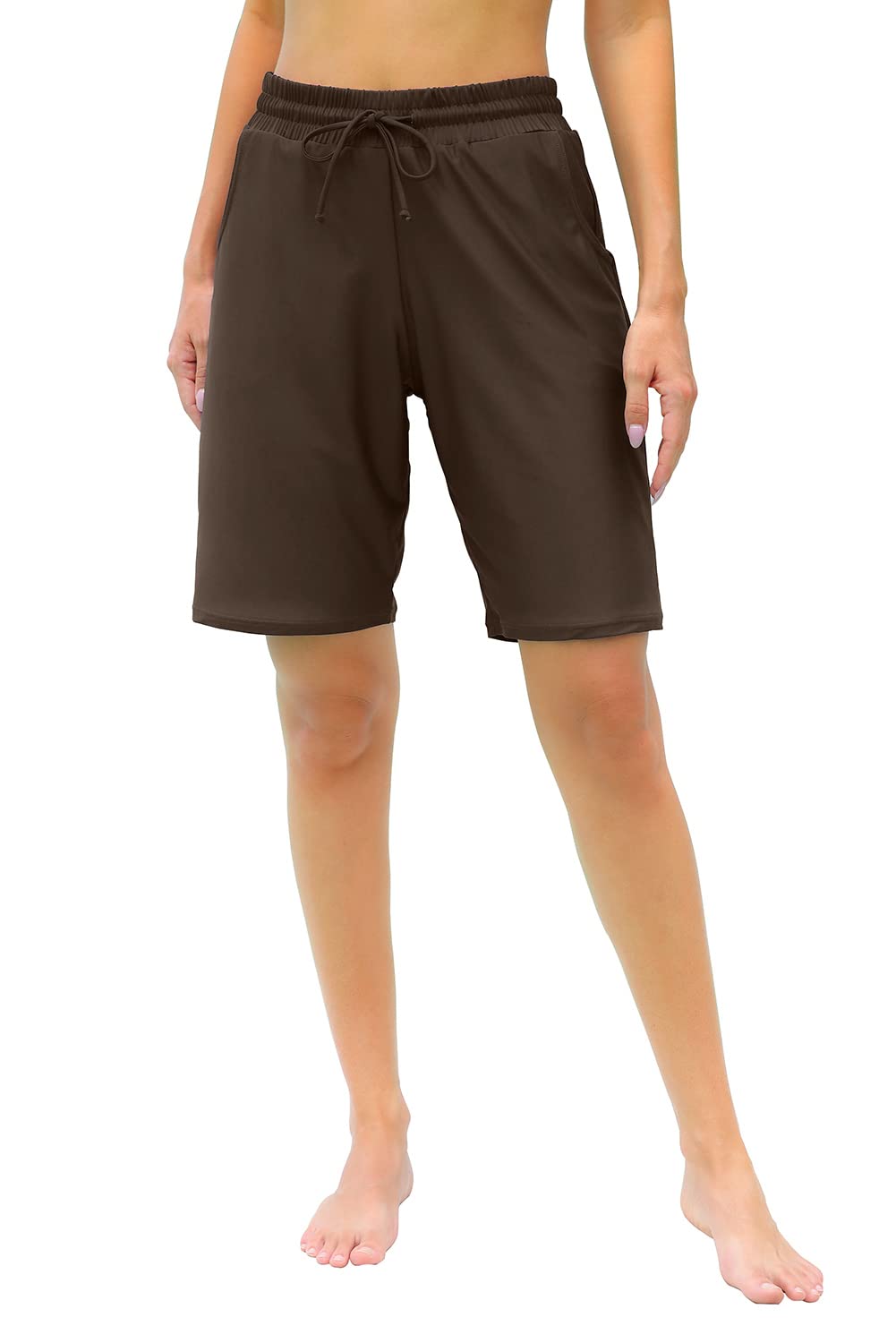 alove Women's 9" Swim Shorts High Waisted Swim Board Shorts with Pockets UPF 50+ Swimsuit Bottoms Built-in Brief-picture-21