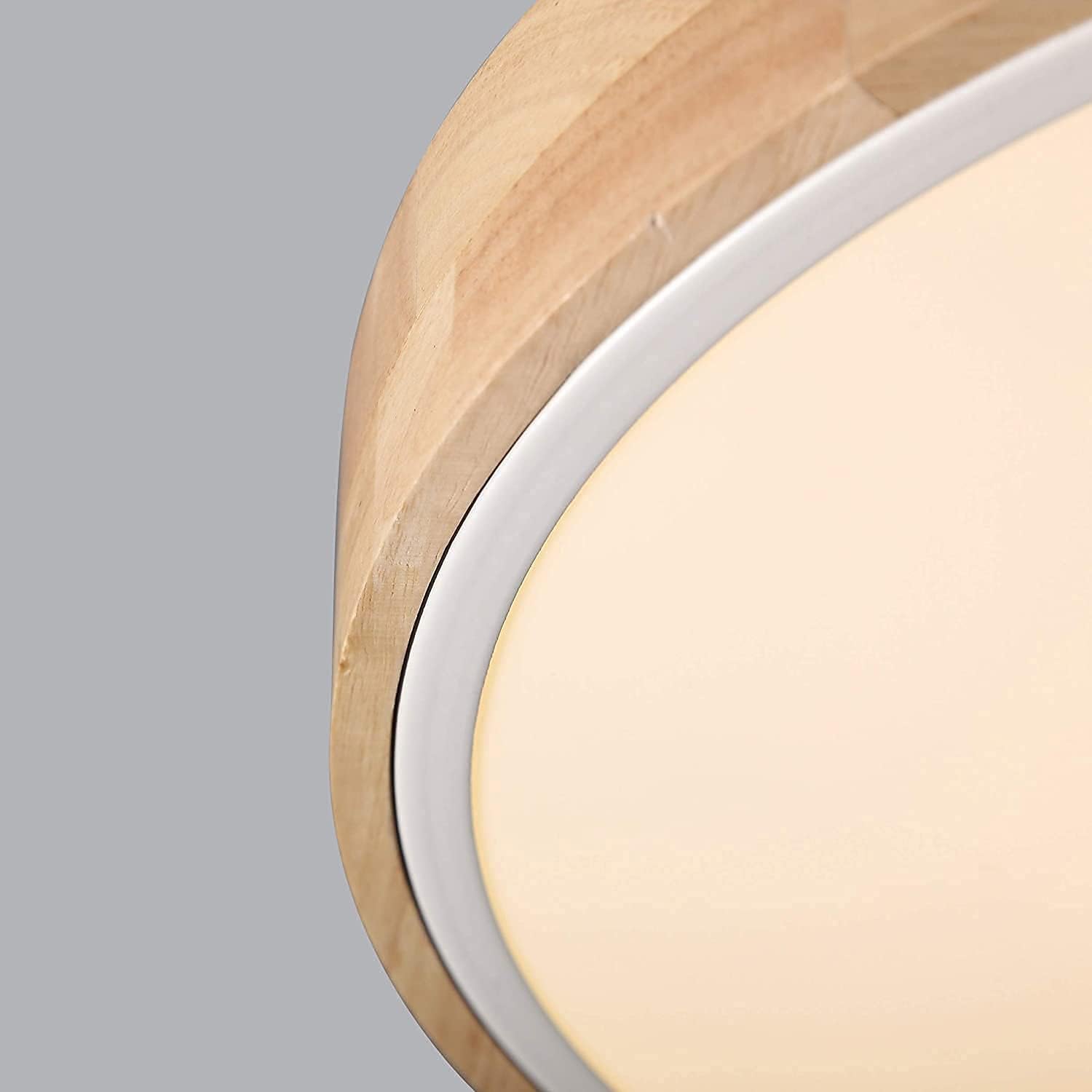 Crazy Clearance Jinzhuo Modern 19.7 Inch White LED Drum Shaped Wood 1-Light Flush Mount Remote Control Dimmable Ceiling Light Fixture, Metal Acrylic