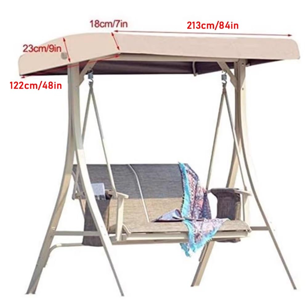 Tettuccio Parasole per Dondolo Hollywood di Ricambio 2 3 Posti Telo per Altalena Hollywood Copertura di Ricambio Altalena da Patio 191×120cm/213×122cm(Grey,84x48x9in)