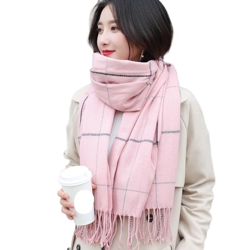 Écharpe Chale Foulard Hiver Châle Chaude Épaissie Cachemire Cashmina Couverture Foulards Écharpes Tassel Unisexe Etole Femme(C)