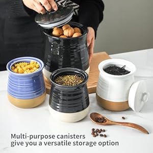 Hasenseceramickitchencanister75ozcoffeecanisterwithlidairtightfoodstoragejarforcoffeebeannutscandyspiceflourandherblargefoodcontainerkitchendecorblack Urban Country Home Decor Hasense ceramic kitchen canister 75 oz coffee canister with lid airtight food storage jar for coffee bean nuts candy spice flour and herb large food container kitchen decor black urban country home decor