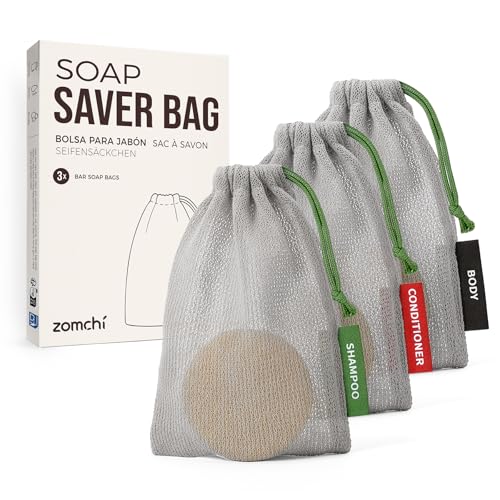 ZOMCHI Seifenbeutel aus Netzgewebe Seifenbeutel für feste Seife Shampoo Reisetasche Seifensack zum Duschen mit Aufhängeschlaufe Aufschäumen & Trocknung Sanftes Peeling-Soap Bags (3 Stück Grau)