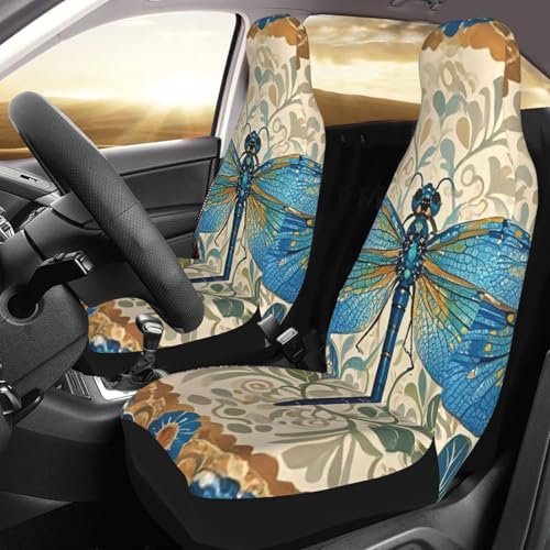 Housses de siège de voiture douces motif libellule peintes à la main haut de gamme