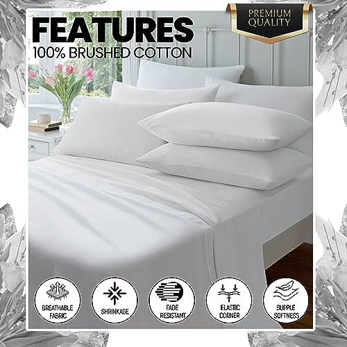 OLIVIA ROCCO Flannelette Fitted Sheets Super Soft Brushed Cotton Bed Sheet Thermal Warm Cosy Breathable Hypoallergenic Extra Deep Luxury Bedding - Image 2