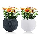 [page_title]-T4U 18cm Selbstwässernder Blumentopf Weiß und Anthrazit 2er-Set, Plastik Wasserspeicher Selbstbewässerungstopf mit Docht für Innen- und Außenbereich