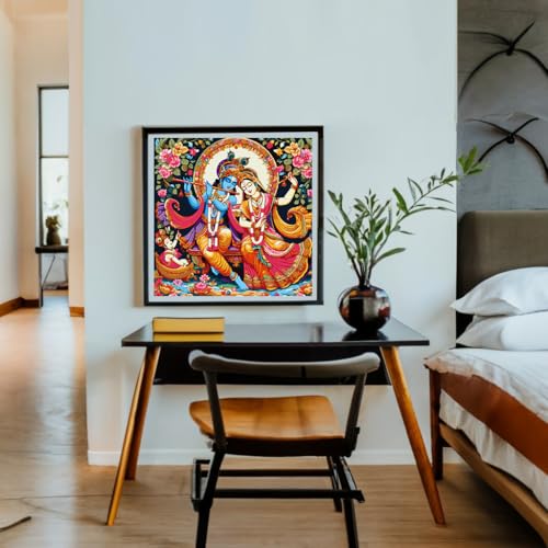 Image of Whattacraft! DIY Acrylic Paint by Number Kit for Adults Kids Beginner Number Painting Kit DIY Canvas Painting by Number Wall Decoration DIY Painting Kit for Adults | Krishna Color By Numbers (WAC-34)