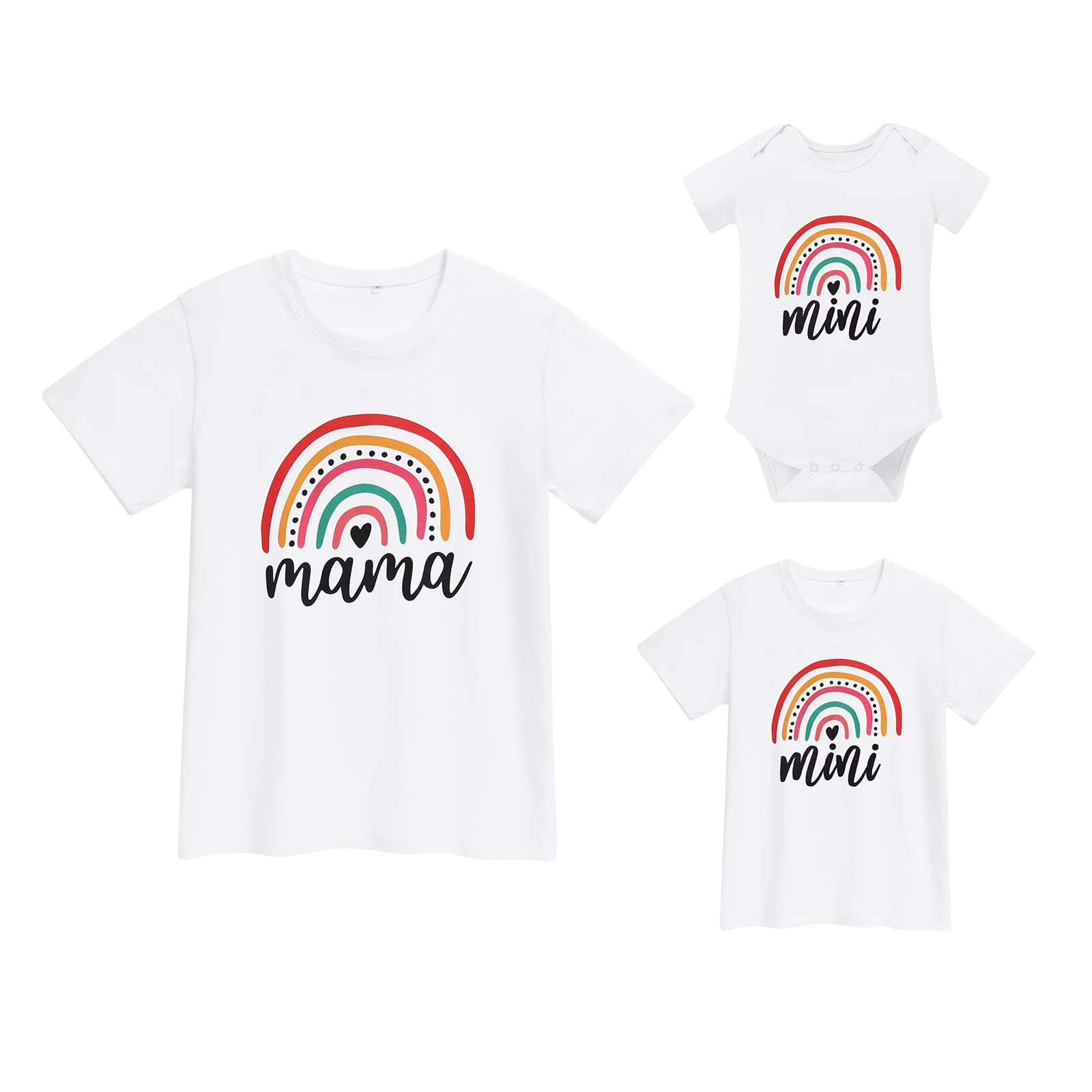 AWIBMKMommy and me Matching Outfits Mama Mini Rainbow T Shirt Tops Day Mothers Day Shirts Family Photoshoot Clothes Set