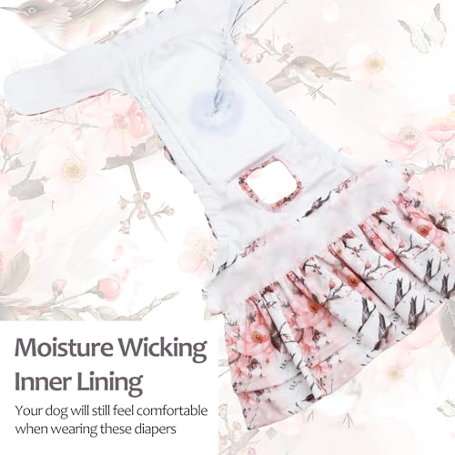 Image of CuteBone Female Dog Diapers with Skirts 3 Pack Reusable Puppy Dresses Pants for Heat Cycle Period