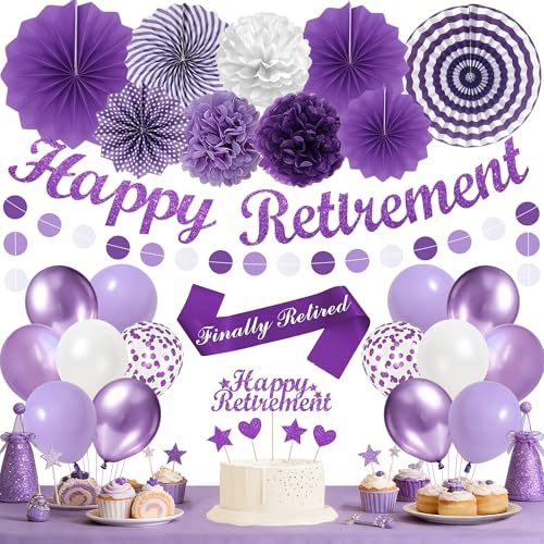 Décorations de fête de retraite violet Vlipoeasn pour salle