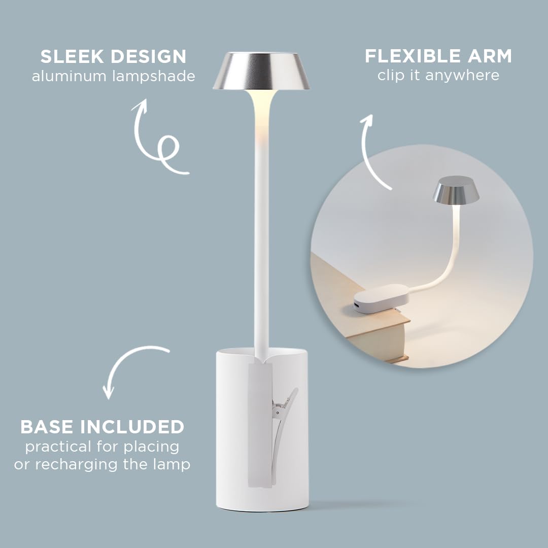 Lexon MIMI Clip Reading Light, Bed Reading Light, Bedside Table Base Included, 9 LED Colours - Image 3
