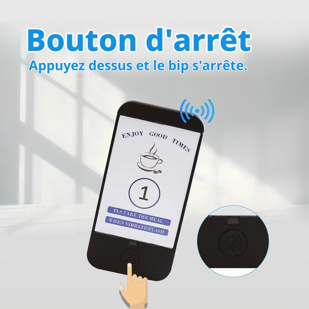 KZH Restaurant Bipeur Vibreur, 16 Bipper, 500 Meters Système d’Appel sans Fil, Prêt a l'emploi sans Appairage, Signal Peut Traverser Les Murs, pour Hôtel Bar Café Clinique, Facile à Utiliser