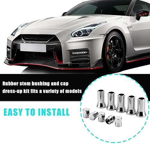 image for Augeny 5 Sets TR414AC10 Chrome Plated Valve Stem Cover, ABS Wheel Valv