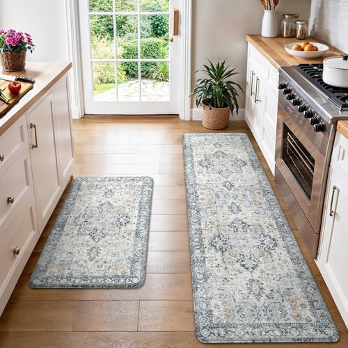 GENIMO Kitchen Mats for Floor 2PCs, Washable Anti Fatigue Mat for...