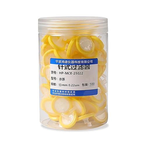 Miniatura 18 de Xin Tester 100 filtros de jeringa no estéril PES Membrana de 1.299 in de diámetro 0.45 um Filtros de laboratorio de jeringa hidrofílica