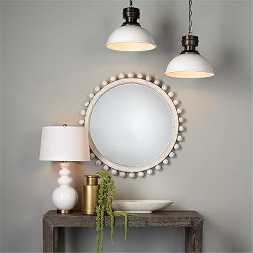 Overstock J&D Designs Brighton Round Wood & MDF Accent Mirror White Washed