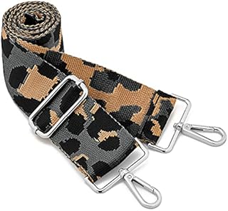 Silver Buckle Wide Shoulder Strap Adjustable Replacement Belt Crossbody Canvas Bag Handbag((3.5CM)Leopard2)