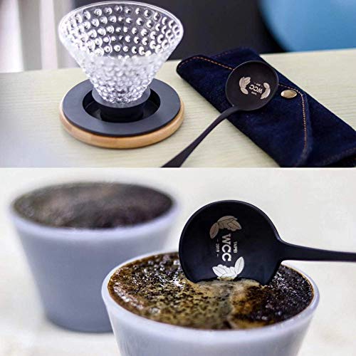 Akirakoki True Titanium Coffee Cupping Spoon Professional Exploring Various Origins, Refining Coffee Roast Profile (Black) #TOP3