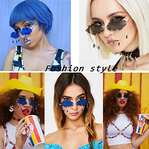 BOJOD Rimless Cute Sunglasses For Women Trendy Vintage Creative 90s Sunglasses Funny Cloud Shaped Disco Glasses2