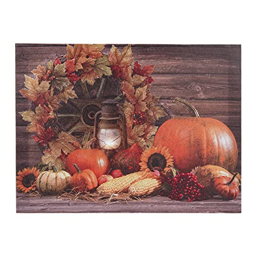 SOFFEE DESIGN 40,6 x 30,5 cm Herbst-Leinwanddrucke, Wandkunst, Herbst-Kürbisse mit Sonnenblumen, roten Blättern, Bildposter für Heimdekoration, Herbsternte, Kürbisse, Malerei, Erntedankgeschenk Cover