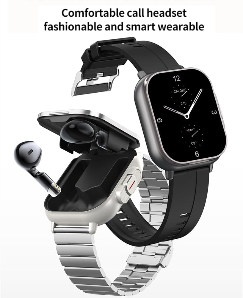 Smart Watch with Earbuds, 2 in 1 Sports Watch Biuld-in Wireless Earbuds, 2.02" HD Touch Screen Fitness Tracker Men Women Sports Watch, Bluetooth 5.3 TWS Earphones
