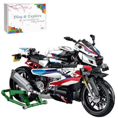 Tirff Technik Moto de Blocs de Construction pour BMW M 1000 RR, 912 Pièces MOC Jeu de Construction, Modèle de Moto À Collectionner Blocs de Construction Modèle Compatible avec Lgo