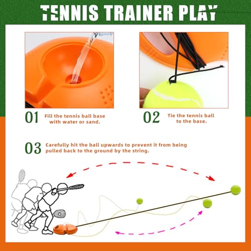 LPZMPZ Tennis Trainer Tennis Alleine Spielen Trainer Baseboard Set mit 3 Rebound Ball, Tennis Übungsgerät, Autodidaktische Tennis-Trainer Set, für Spieler Anfänger