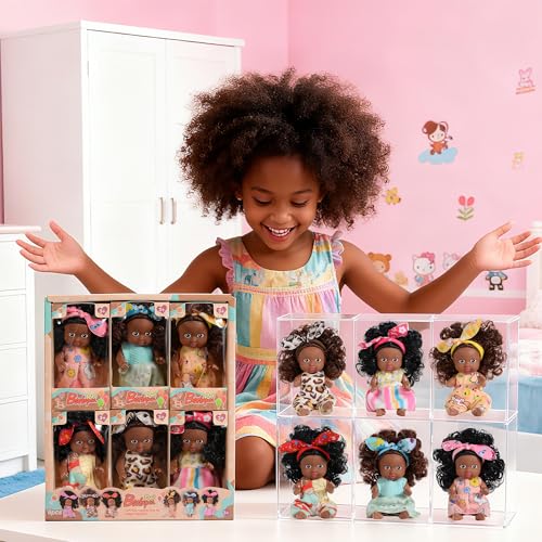 Set de 6 muñecas africanas posables de 4 pulgadas miniatura 7