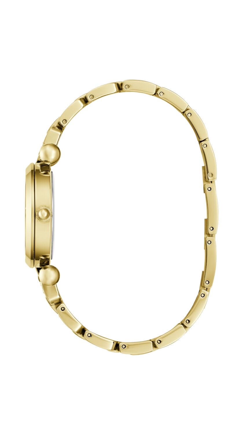 Guess Damen Armbanduhr GB Ginger mit Zirkonia, goldfarbenes Edelstahlarmband, Mineral Glas, goldfarbenes Ziffernblatt, 3 Bar, Gehäusedurchmesser: 30 mm, GW0869L4
