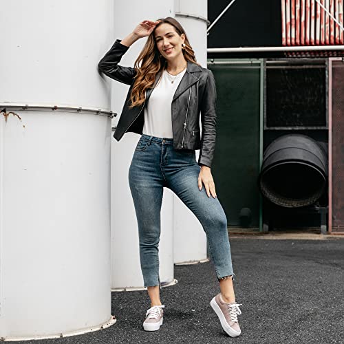 Image of JABASIC Women Lace Up Platform Sneakers Comfortable Casual Fashion Sneaker Walking Shoes