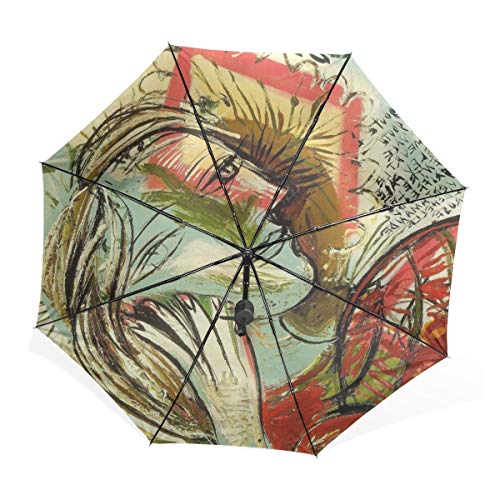 Huakz Van Gogh's Works Customized Umbrella Surface Design Woman Art 10.5"Long Portable Triple Folding Use Width 3.3-Foot Strong Windproof Bracket Abstract #TOP3