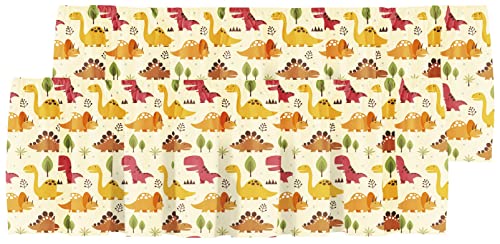 Healbrighting Blackout Kid Fashion Cute Cartoon Colorful Dinosaur Rod Pocket Short Window Curtain Valance for Kitchen Bedroom Decor, 52