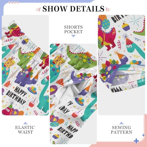 ZZXXB Happy Birthday Dinosaur Boys Long Pants Soft Trousers Elastic Waist Kids Lounge Bottoms with Pockets S-XL4