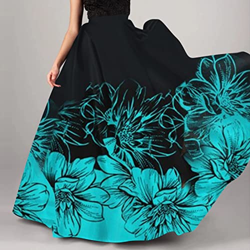 Womens Boho Floral Printed Maxi Skirt Summer Beach High Waisted Mopping Floor Length A Line Long Skirts with Pockets4