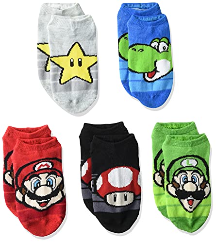 Mario boys Nintendo 5 Pack No Show Socks