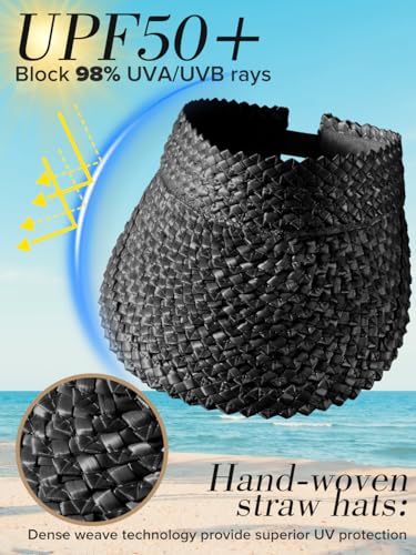 Visera de Sol de Paja para Mujer Plegable Protección UV miniatura 2