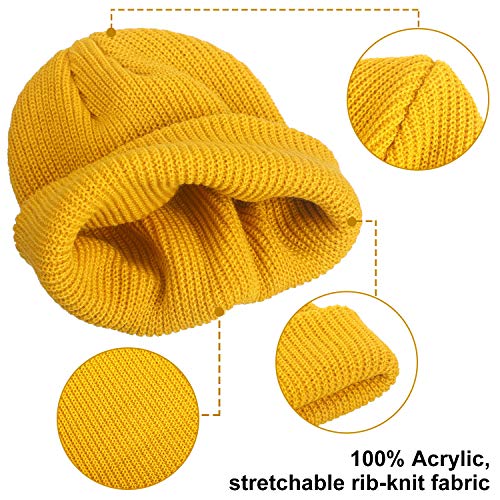 Geyoga 8 Pieces Trawler Beanie Hat Unisex Winter Warm Hat Fisherman Roll-Up Edge Skull Cap Colorful Elastic Short Knit Beanie Cap, 8 Colors #TOP4