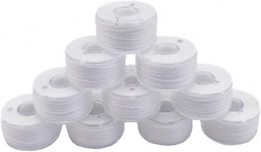 YEQIN 25Pcs Bobbins and Sewing Threads with Bobbin Case and Bobbin Holder for Sewing Machine, Pre-Wound Bobbins Set Standard Size and White Threads for Brother, BabyLock, Janome, Singer, Etc