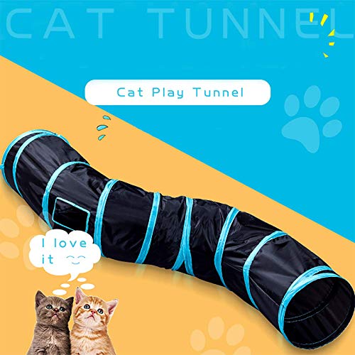 Image of iCAGY Cat Tunnel for Indoor Cats Interactive, Rabbit Tunnel Toys, Pet Toys Play Tunnels for Cats Kittens Rabbits Puppies Crinkle Pop Up Black 47 inch Shape S