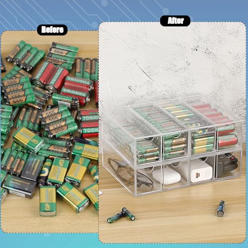Boîte de rangement en acrylique transparent à 4 tiroirs pour piles BTSKY - 6