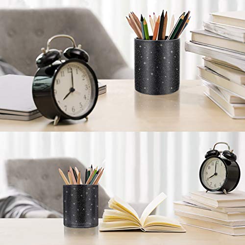 Image of Pen Holder for Desk,Stand for Office Luxury Glitter Pencil Cup for Women Men Leather Organizer for Adult Teen, Black